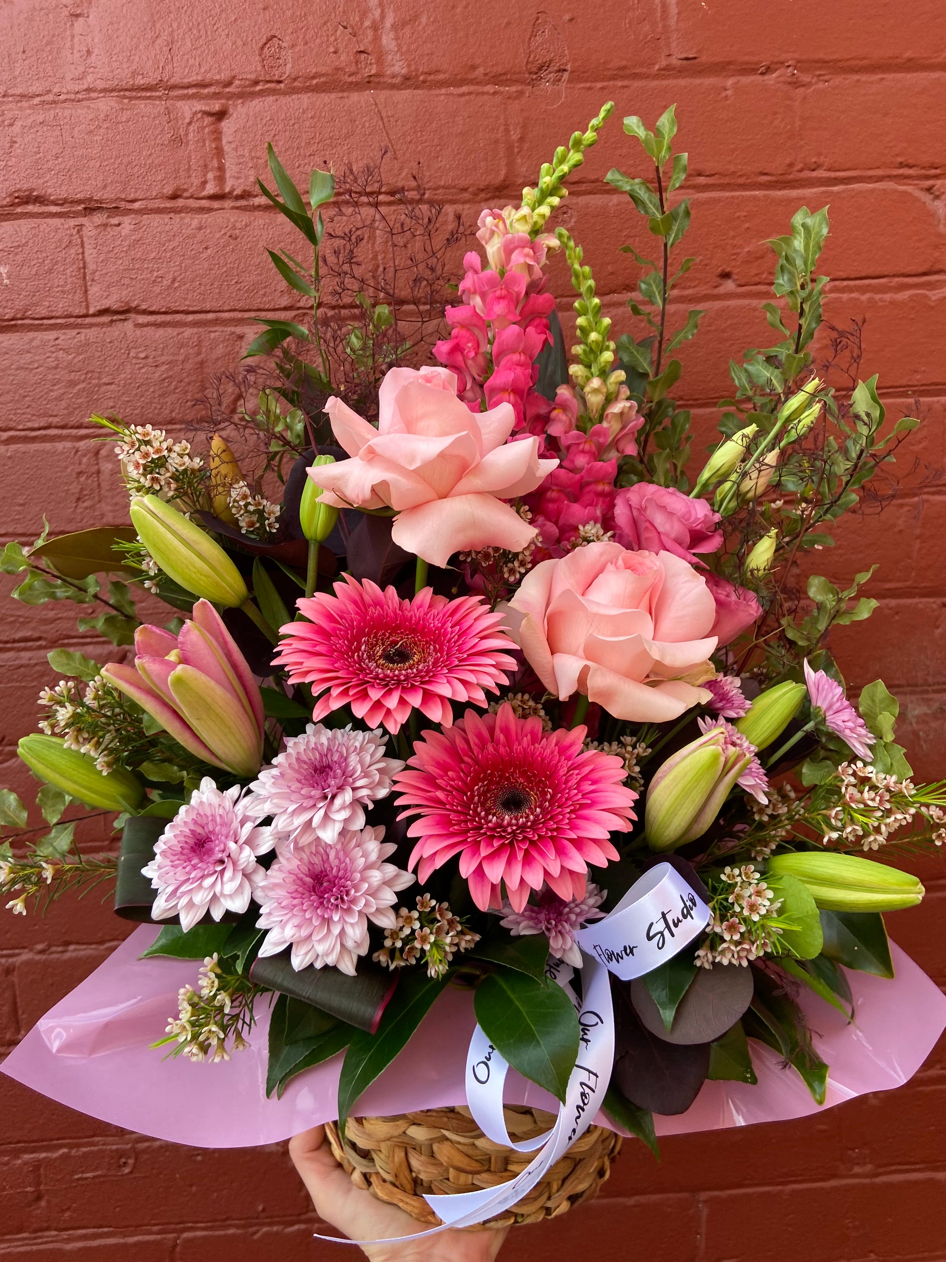 Bountiful Basket Floral Arrangement Pink | Our Flower Studio | Perth Hills Florist