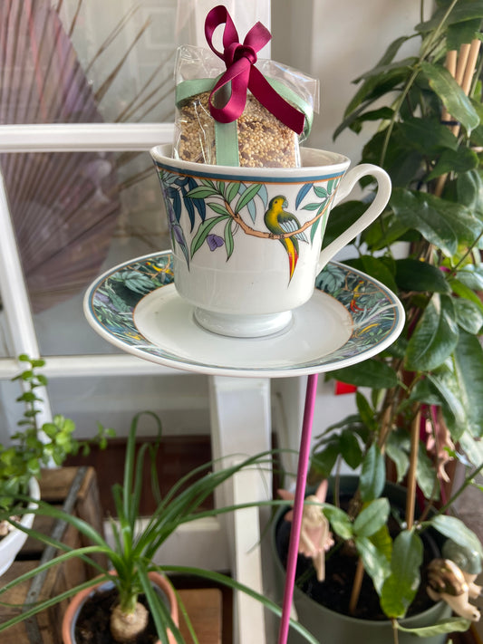 Tea Cup Garden Bird Feeder